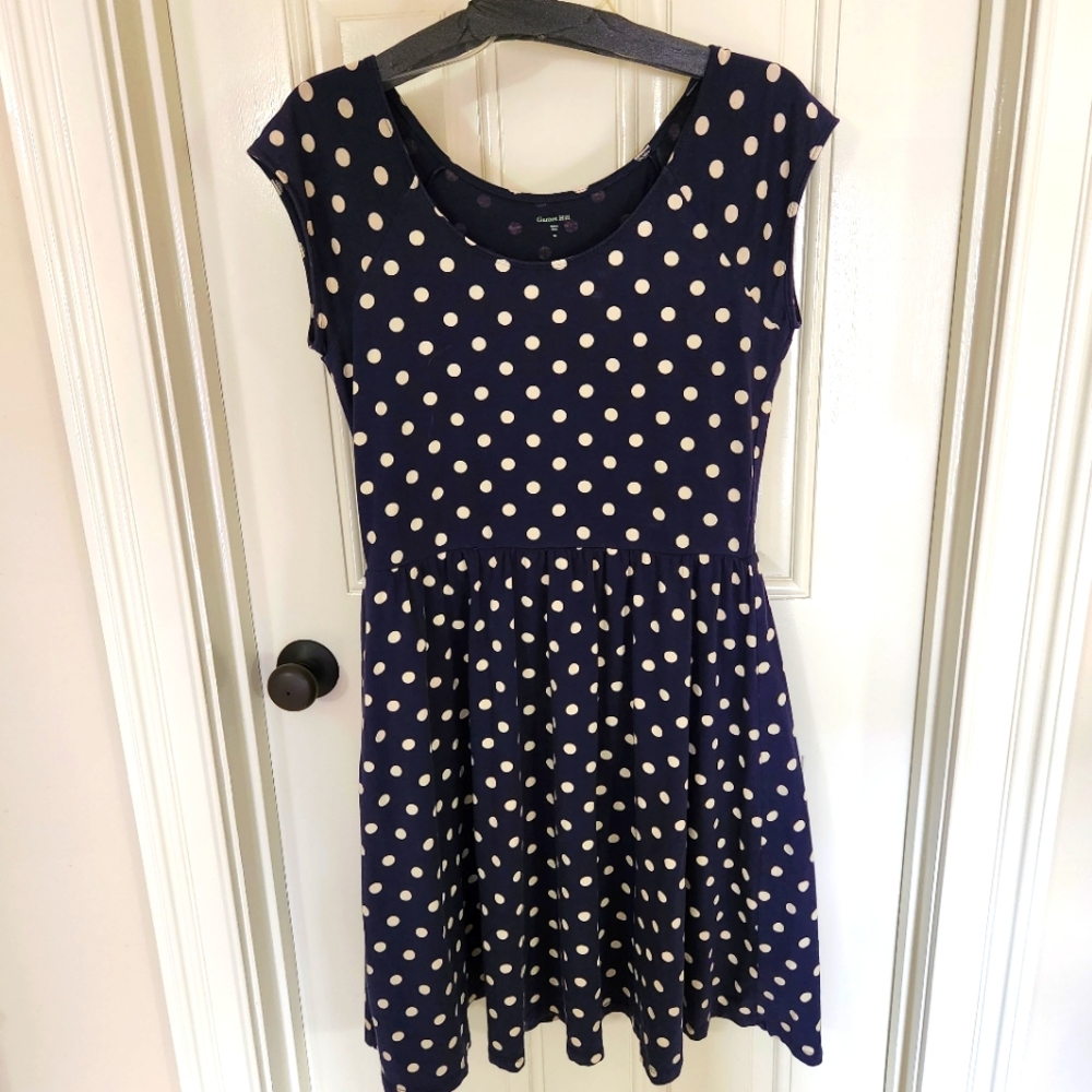 Very cute blue and white Garnett Hill polka dot dress.   Size 10.